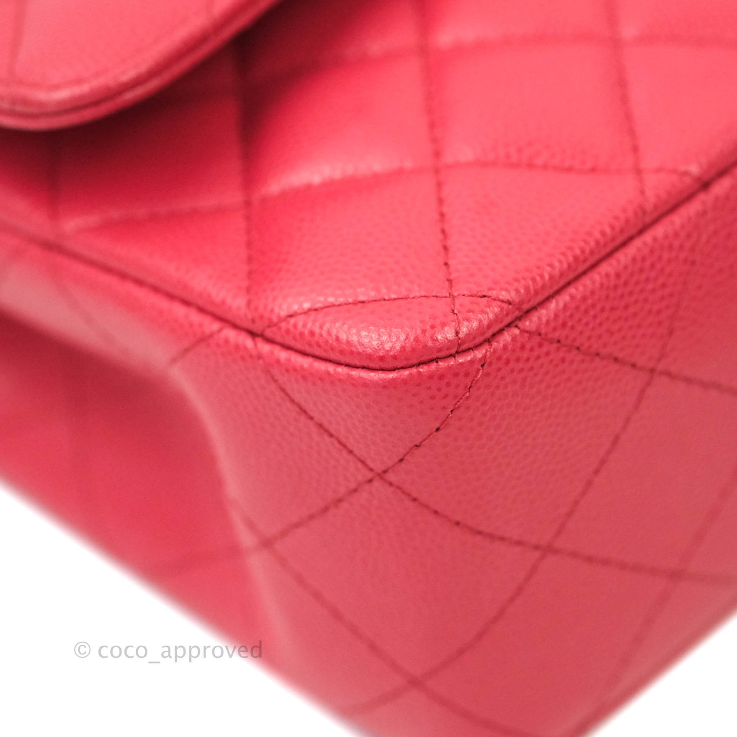 Chanel Classic M/L Medium Double Flap Dark Pink Caviar Gold Hardware