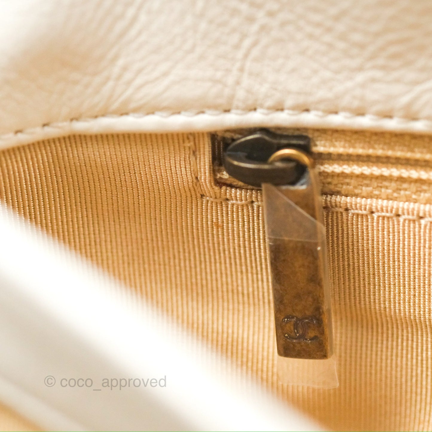 Chanel CC Crown Flap White Calfskin Antique Gold Hardware