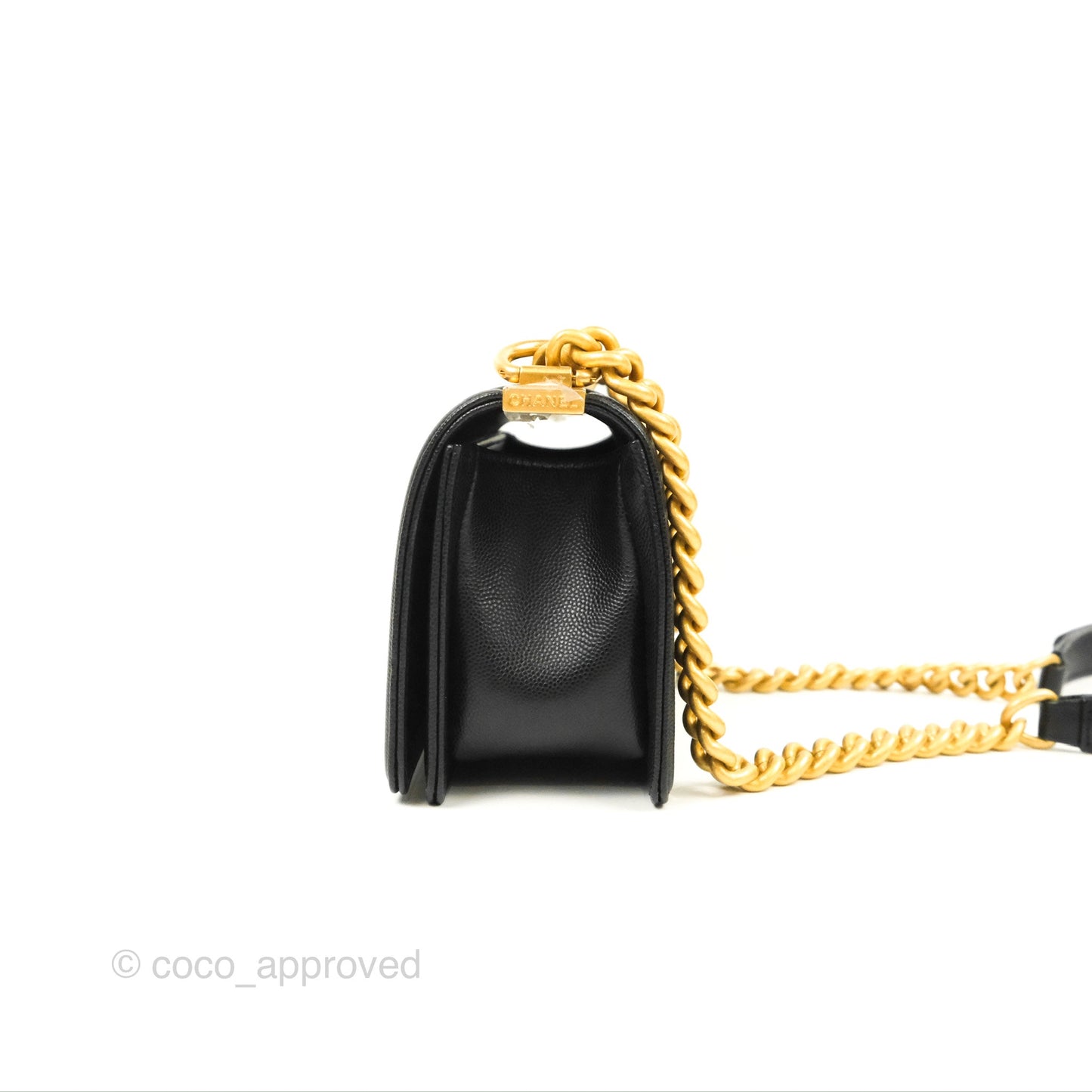Chanel Small Boy Black Caviar Aged Gold Hardware