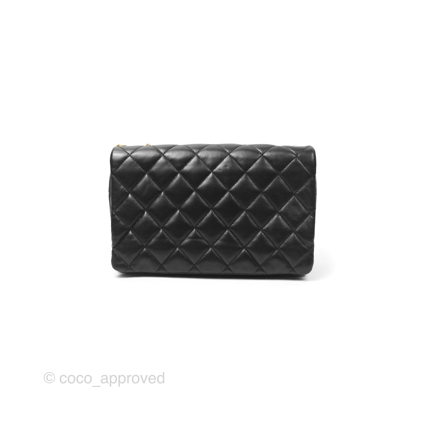 Chanel Flap Bag with Adjustable Strap Black Lambskin Aged Gold Hardware 22K