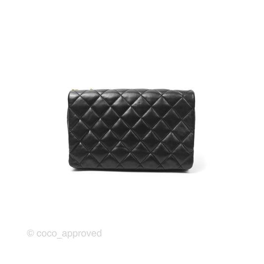 Chanel Flap Bag with Adjustable Strap Black Lambskin Aged Gold Hardware 22K