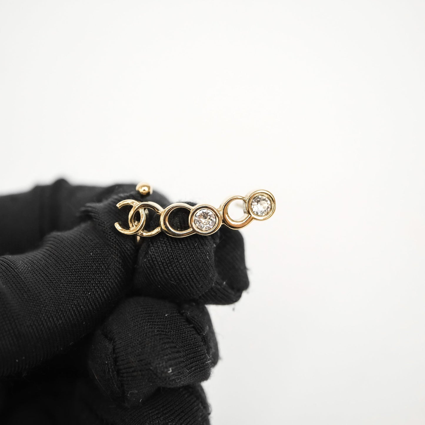 Chanel CC Coco Crystal Earrings Ear Cuff Gold Tone 22P