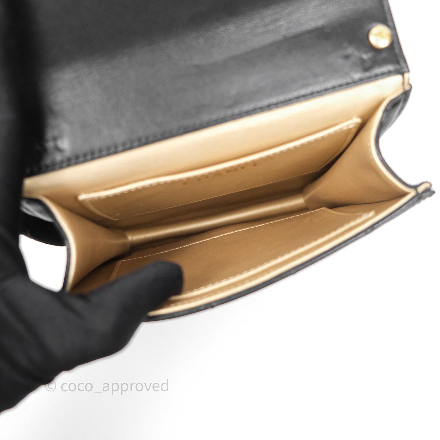 Chanel Quilted Chic Logo Pearls Flap Black Goatskin Aged Gold Hardware
