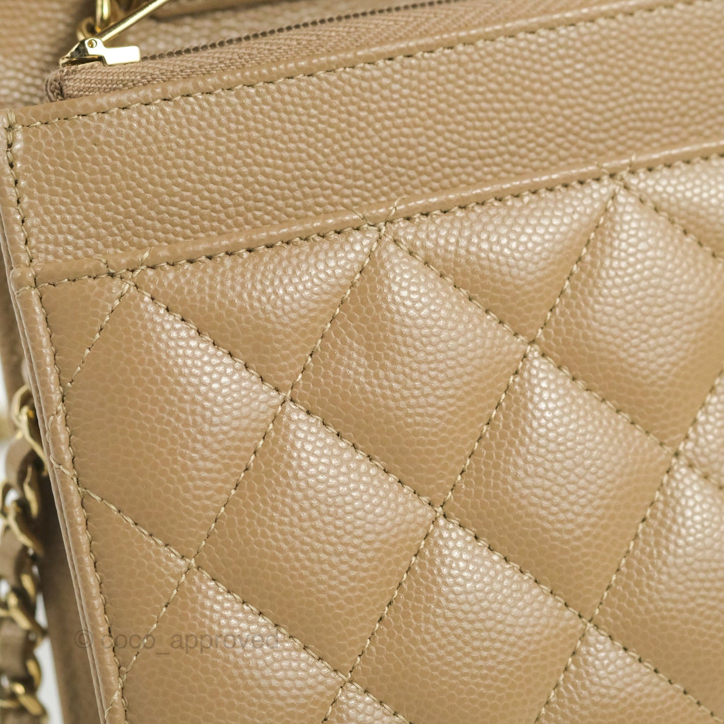 Chanel Quilted Classic Wallet on Chain WOC Dark Beige Caviar Gold Hardware