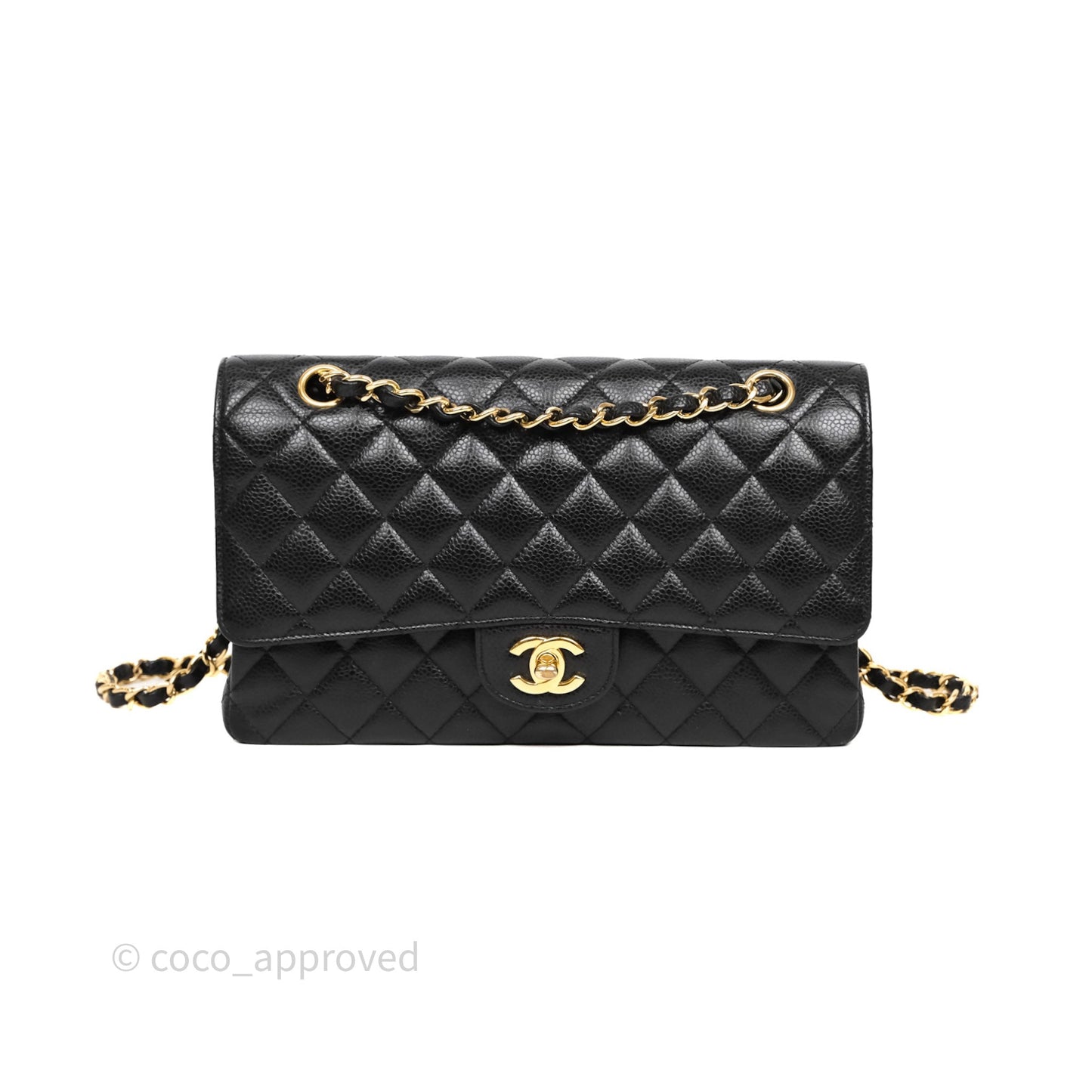 Chanel Classic M/L Medium Flap Quilted Black Caviar Gold Hardware