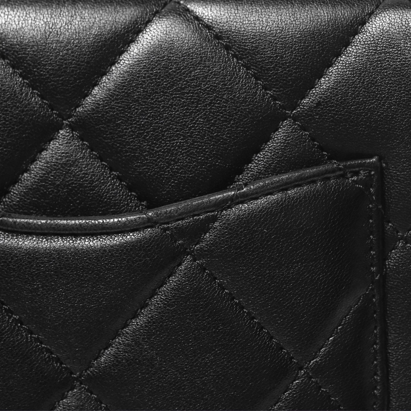 Chanel Logo Mini Square Flap Bag Black Lambskin Aged Gold Hardware 21B