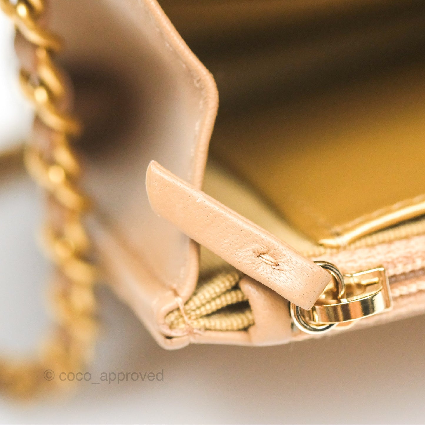Chanel Quilted Pearl Crush Wallet on Chain WOC Beige Lambskin Aged Gold Hardware