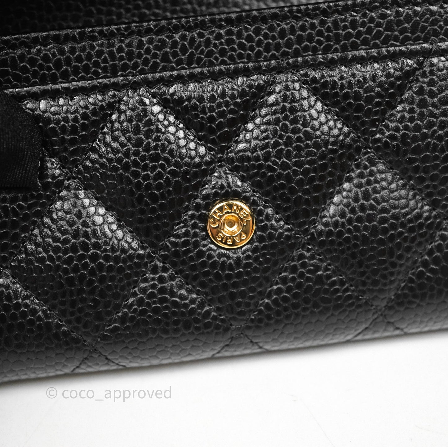 Chanel Quilted Flap Card Holder Caviar Black Gold Hardware