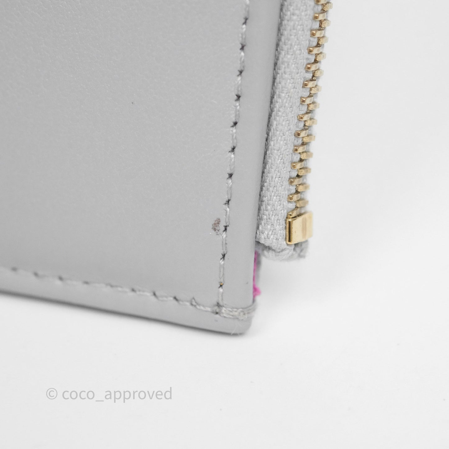 Chanel Quilted Short Wallet Grey Caviar Gold Hardware