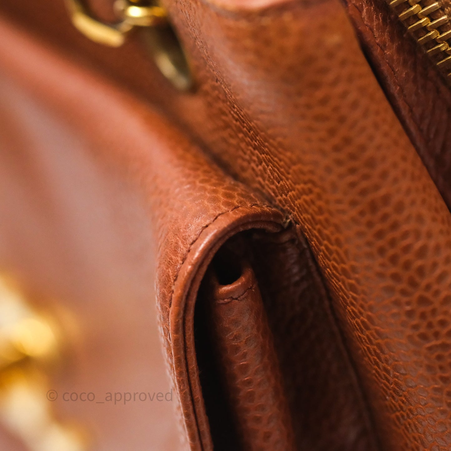 Chanel Vintage Tote Caramel Caviar 24K Gold Hardware