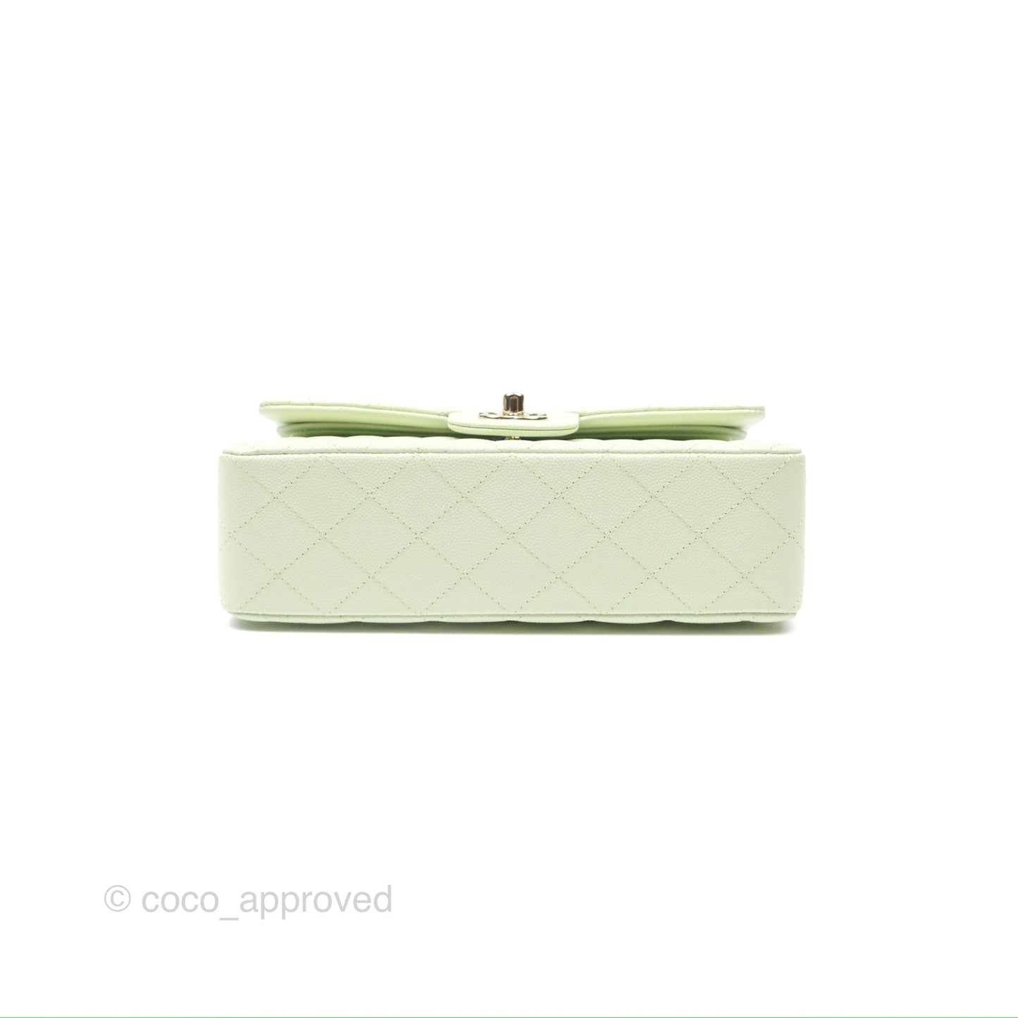 Chanel Small Classic Quilted Flap Mint Green Caviar Gold Hardware 22C