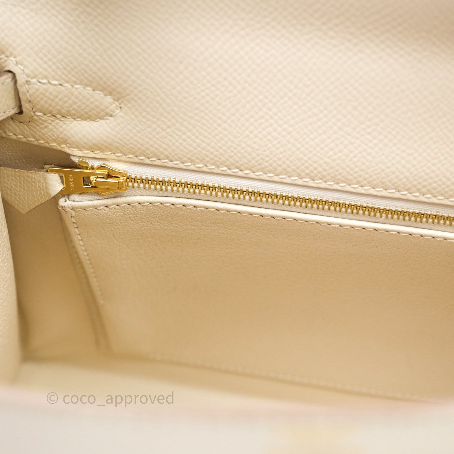 Hermes Kelly 25 Craie Epsom Gold Hardware