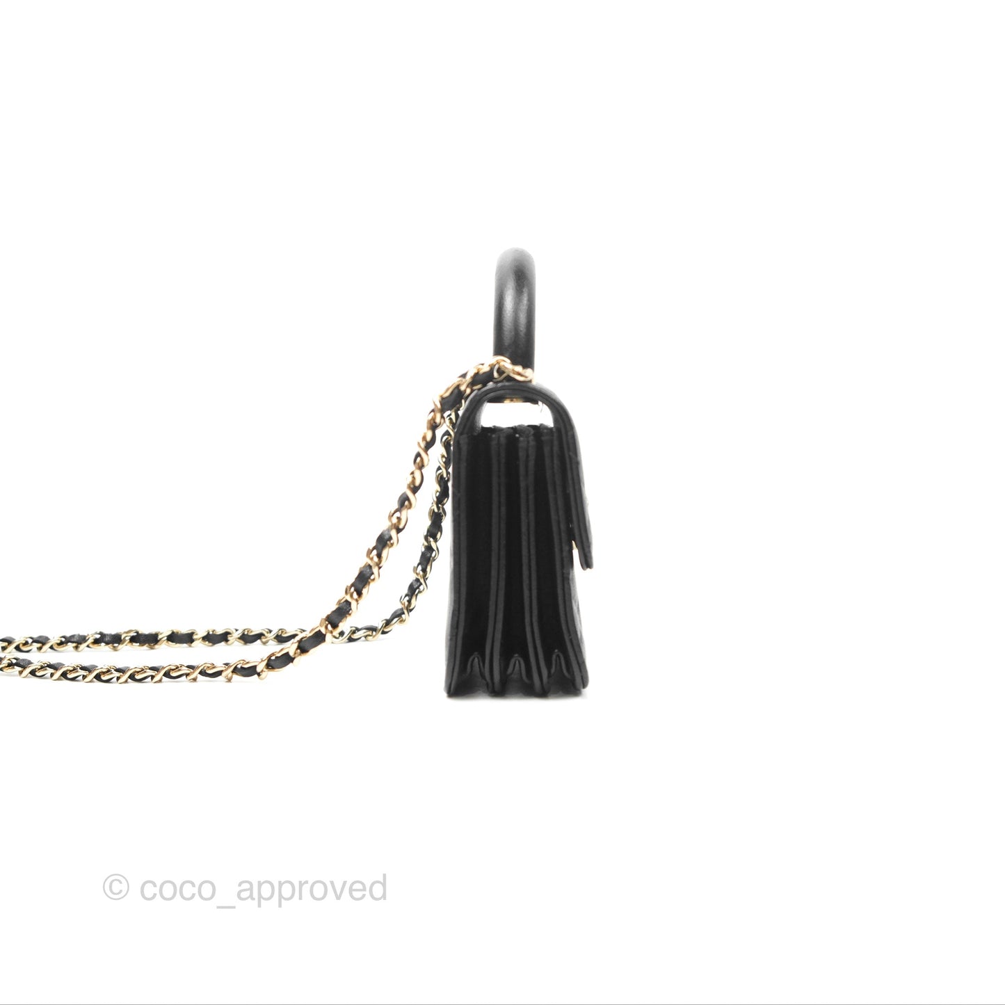 Chanel Top Handle Clutch with Chain Black Lambskin Gold Hardware 22A