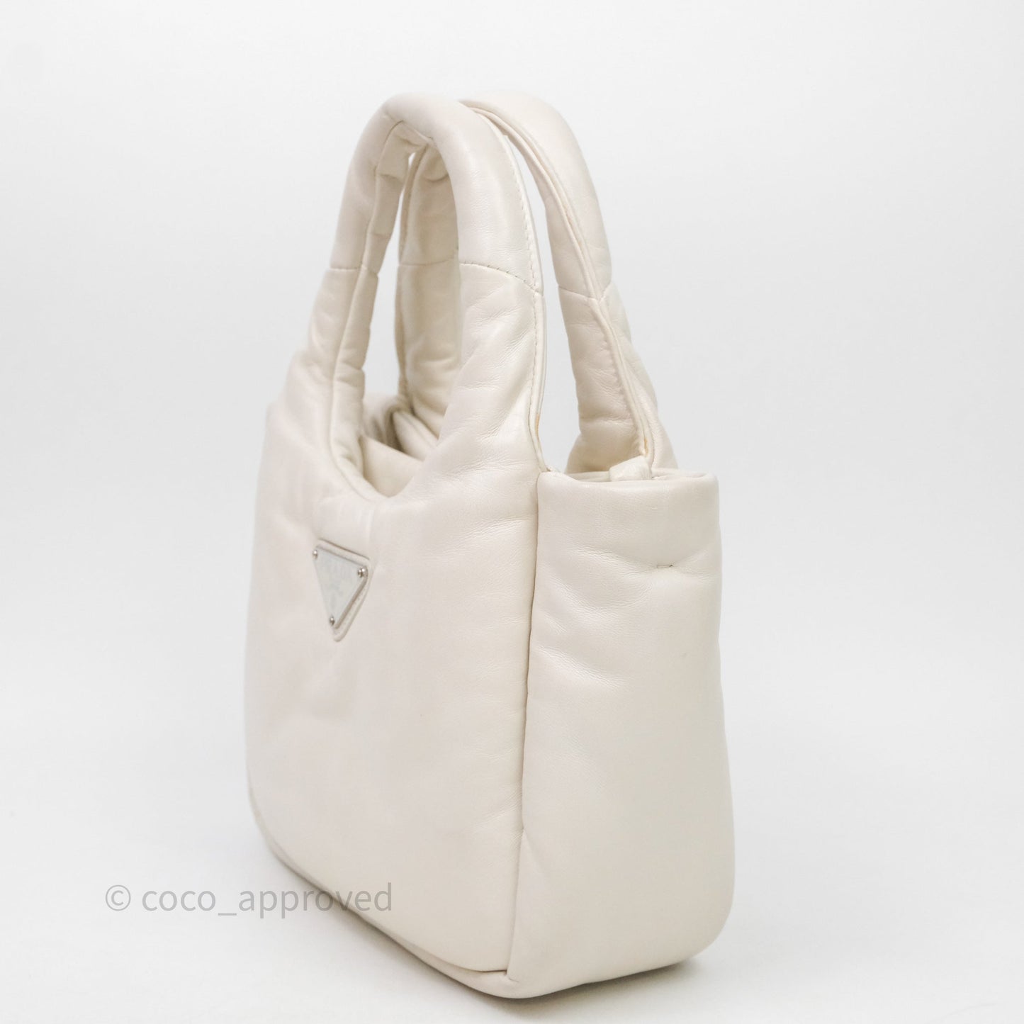 Prada Soft Tote Bag Ivory Silver Hardware