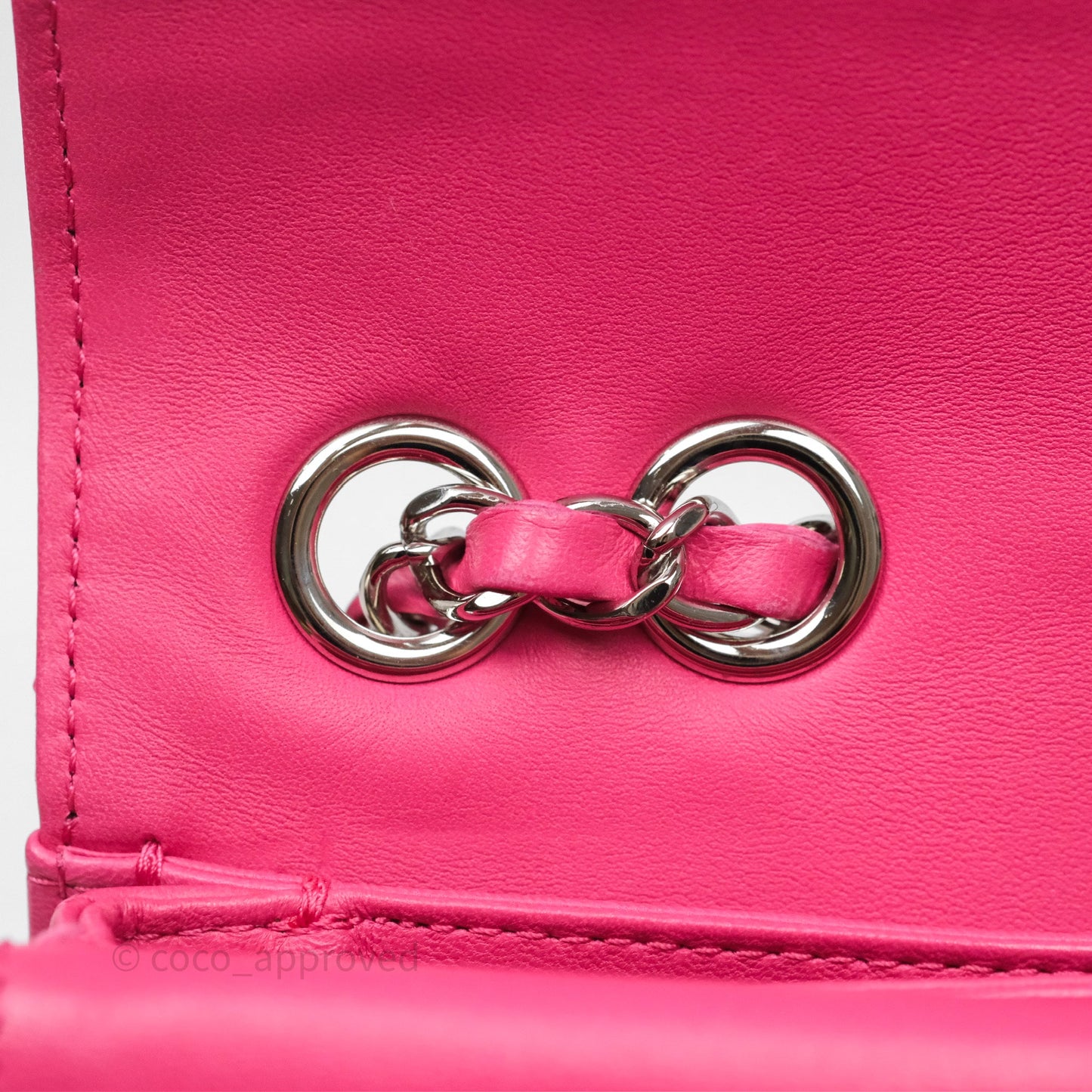 Chanel Stitched Double Flap Bag Pink Calfskin Silver Hardware