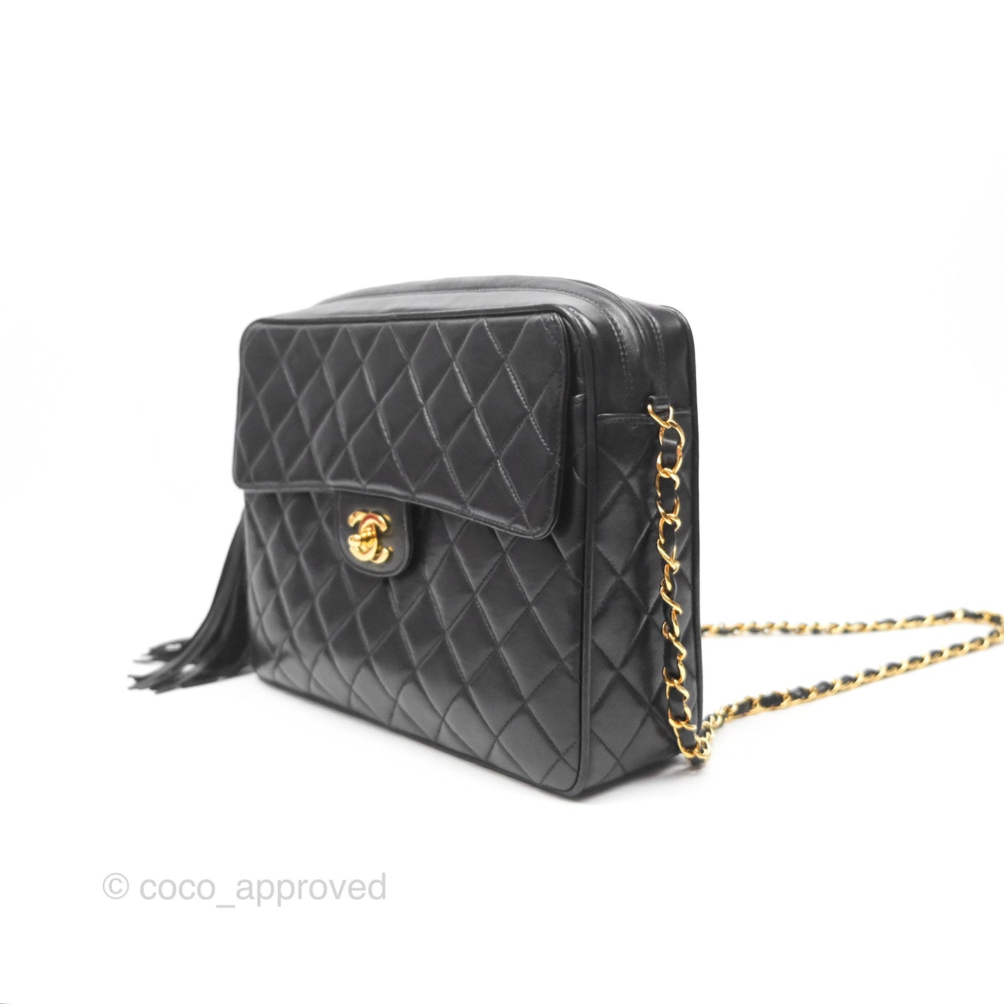 Chanel Vintage Camera Bag Black Lambskin 24K Gold Hardware