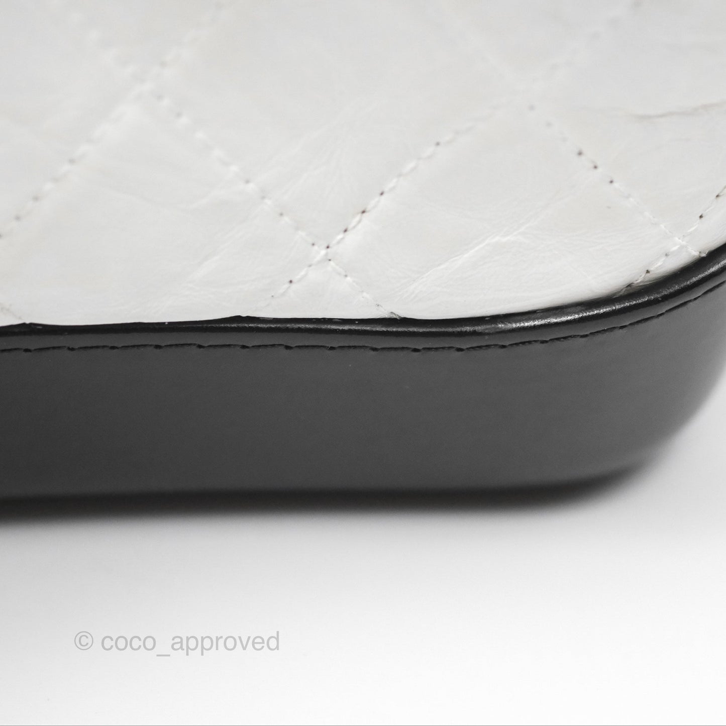Chanel Small Gabrielle Hobo Quilted Black White Aged Calfskin