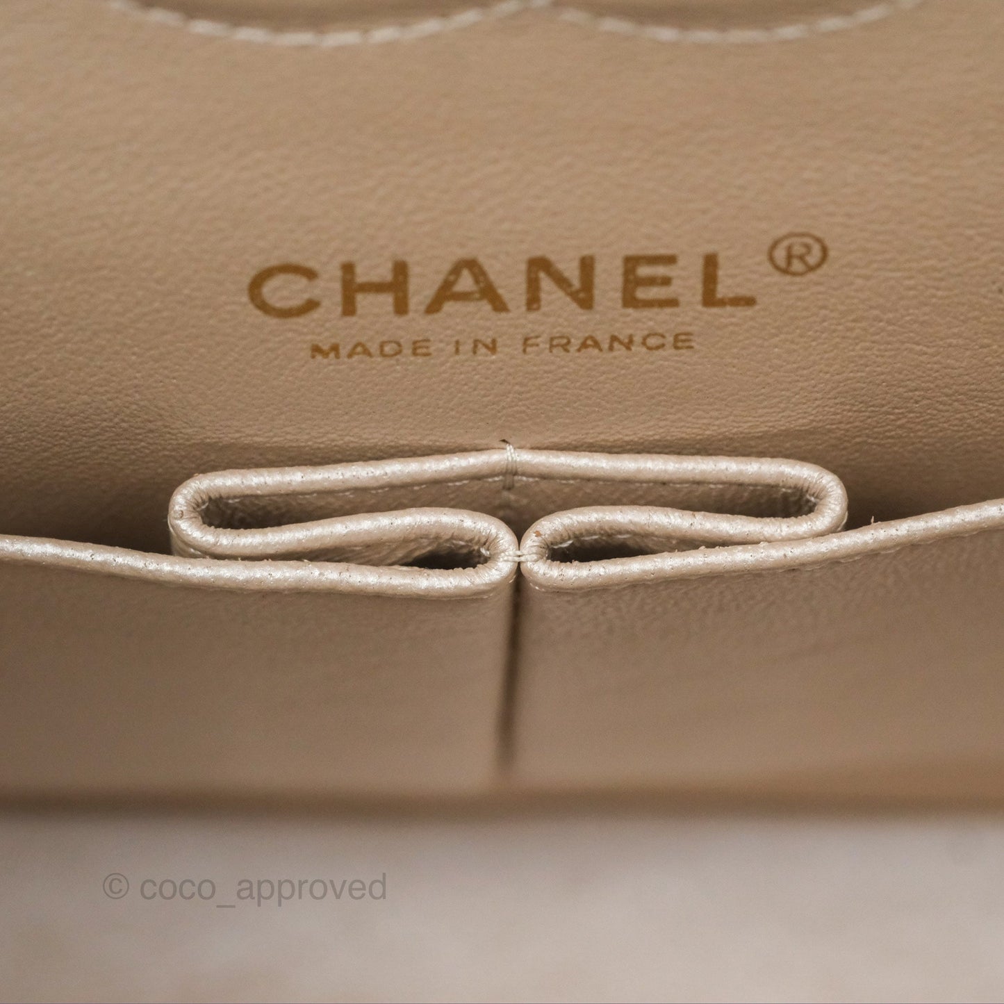 Chanel Classic M/L Medium Double Flap Iridescent Pearly Caviar Aged Gold Hardware⁣⁣