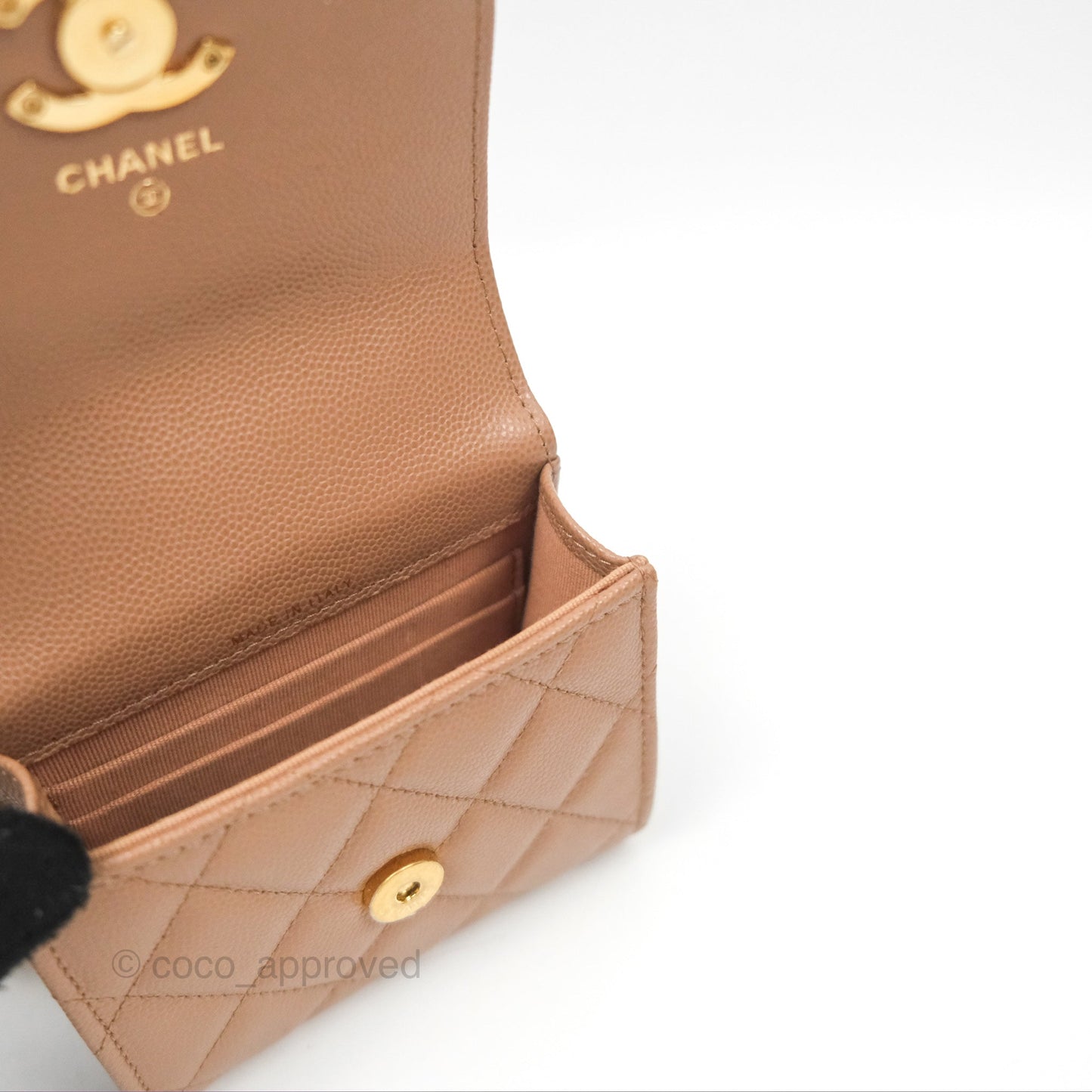 Chanel CC Chain Clutch with Chain Beige Caviar Gold Hardware
