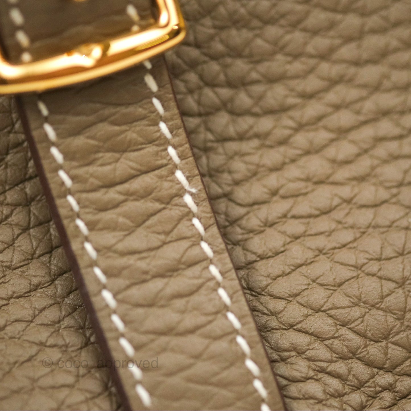 Hermès Halzan 25 Etoupe Clemence Gold Hardware