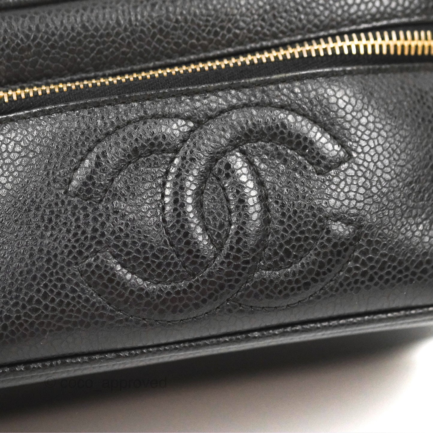 Chanel Vintage Vanity Case Black Caviar Gold Hardware
