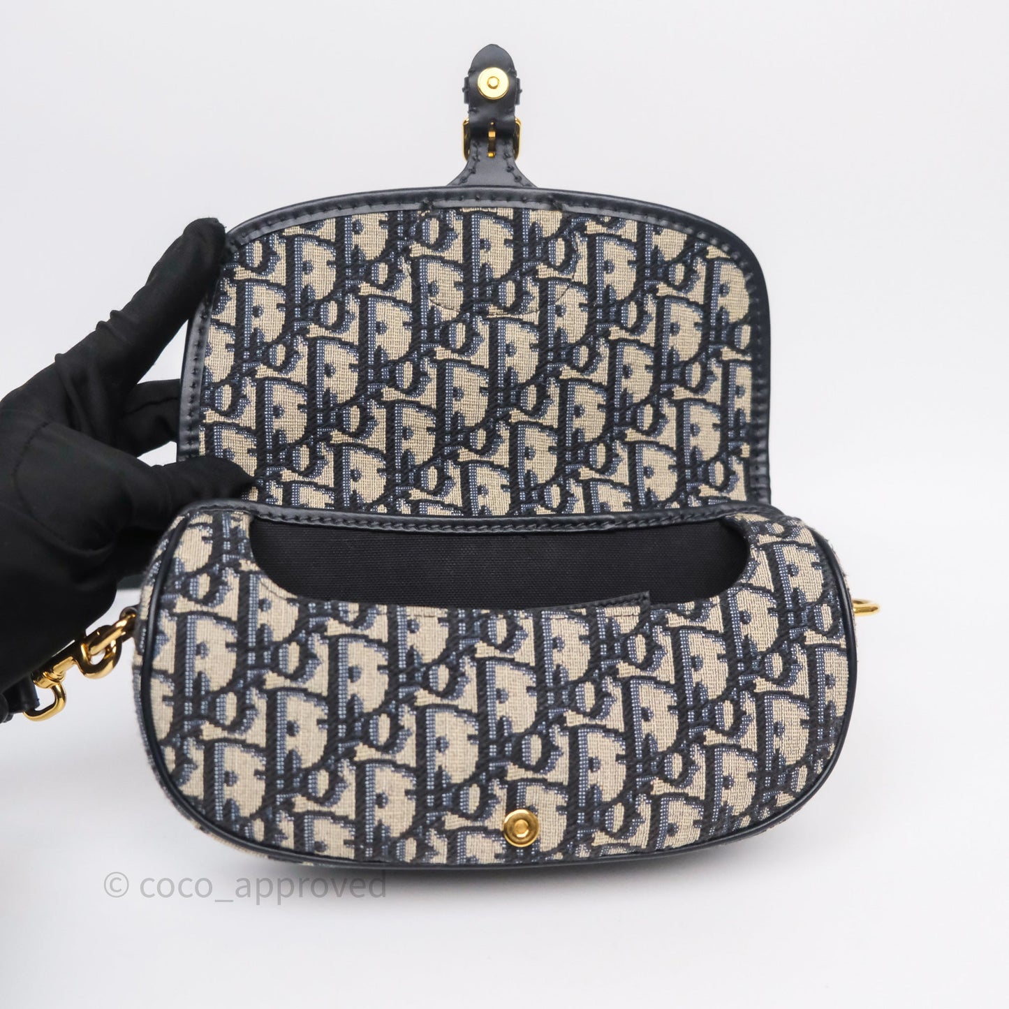 Christian Dior Bobby East-West Bag Blue Oblique Jacquard Canvas