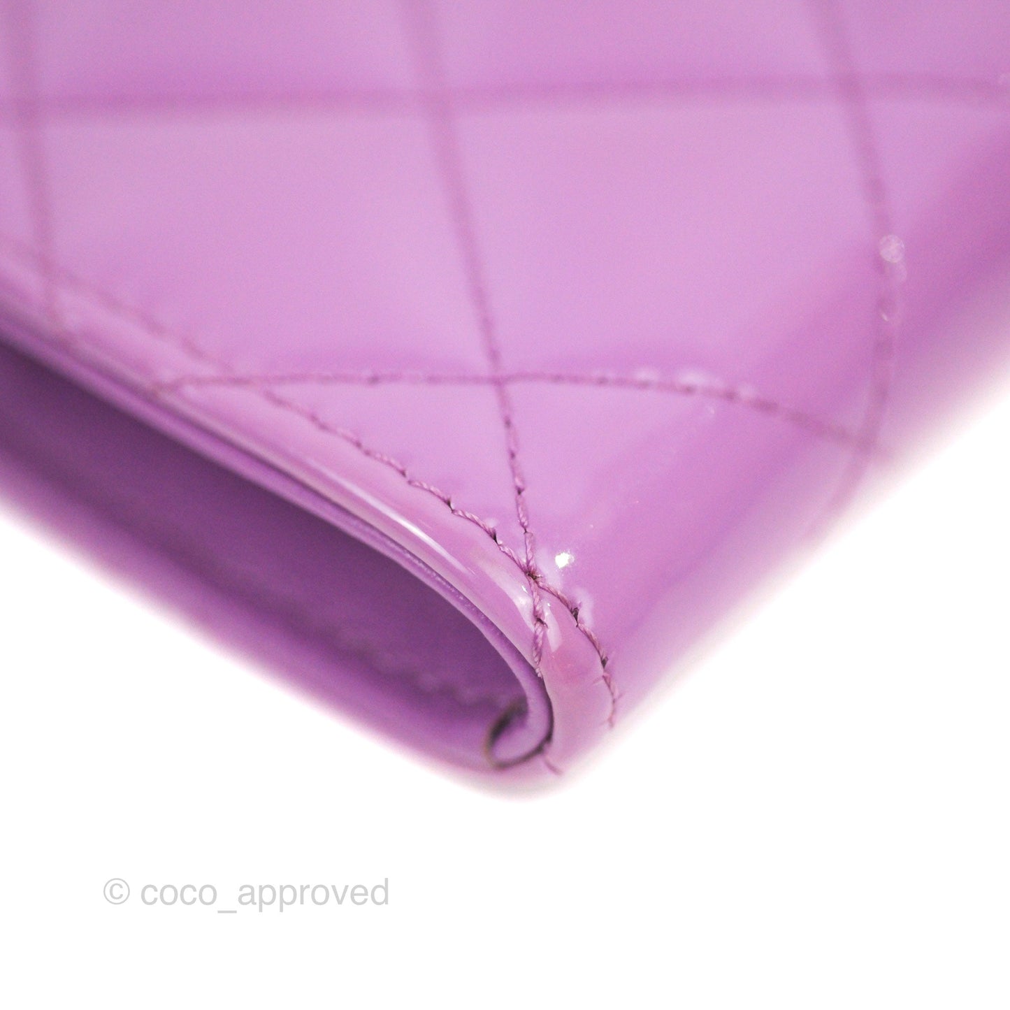 Chanel Classic Quilted Key Holder Purple Patent Gold Hardware