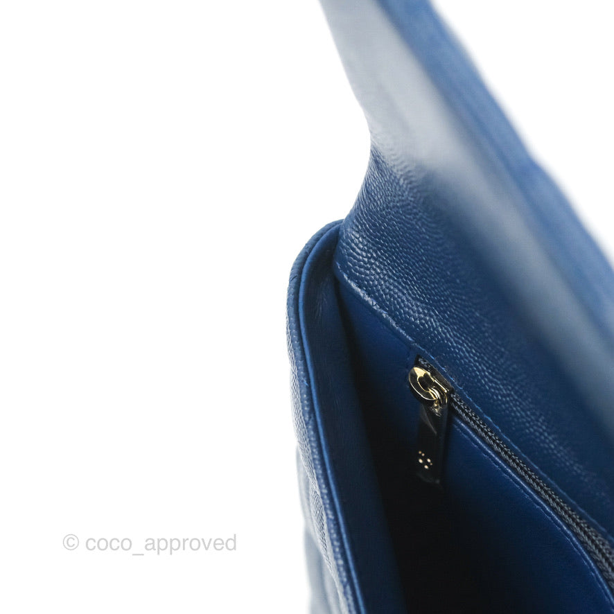 Chanel Quilted Caviar Navy Timeless Clutch Gold Hardware