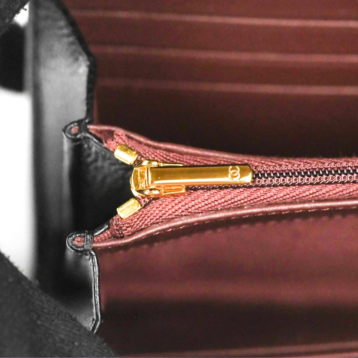Chanel Quilted Classic Zip Long Wallet Black Caviar Gold Hardware