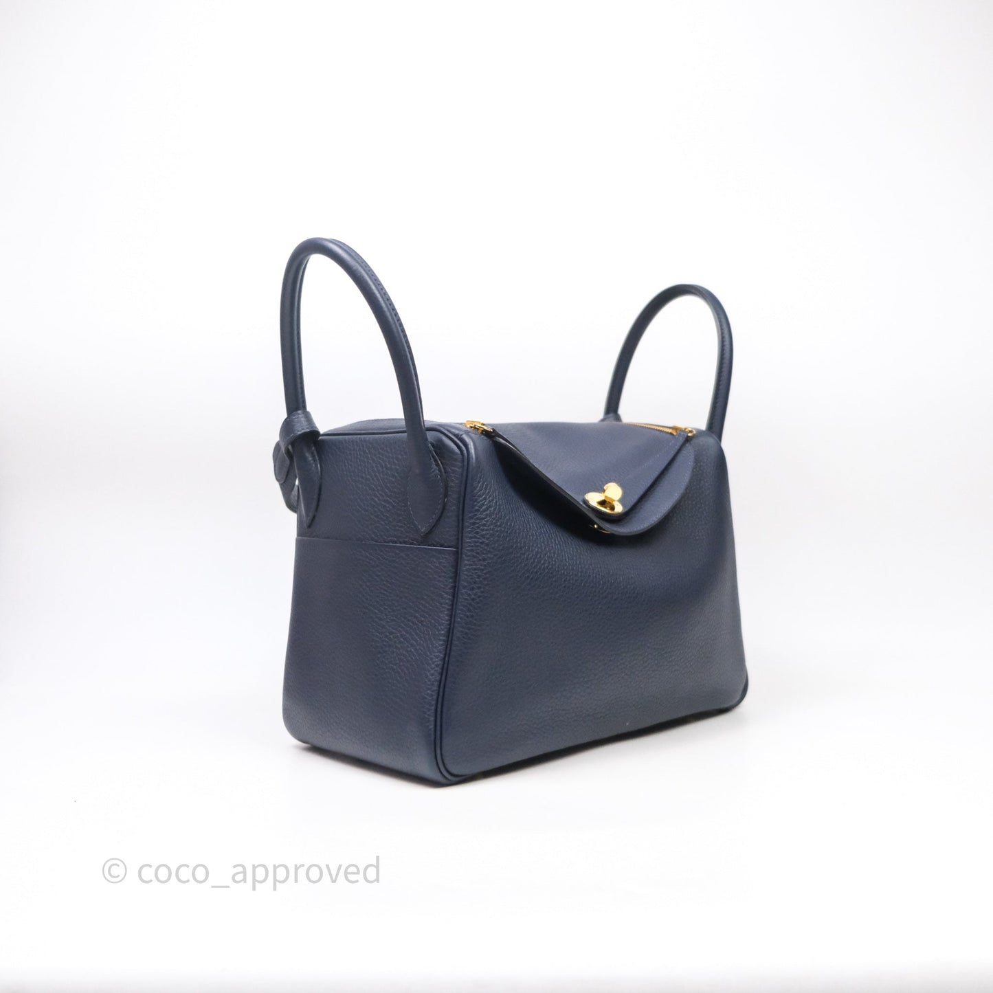 Hermès Lindy 30 Bleu Nuit 2Z Clemence Gold Hardware