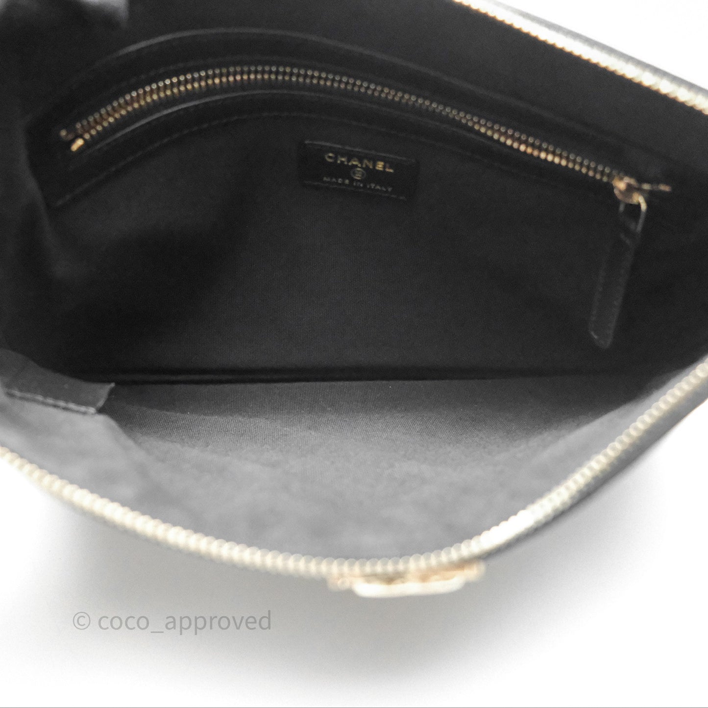 Chanel Medium O Case Boy Black Caviar Gold Hardware