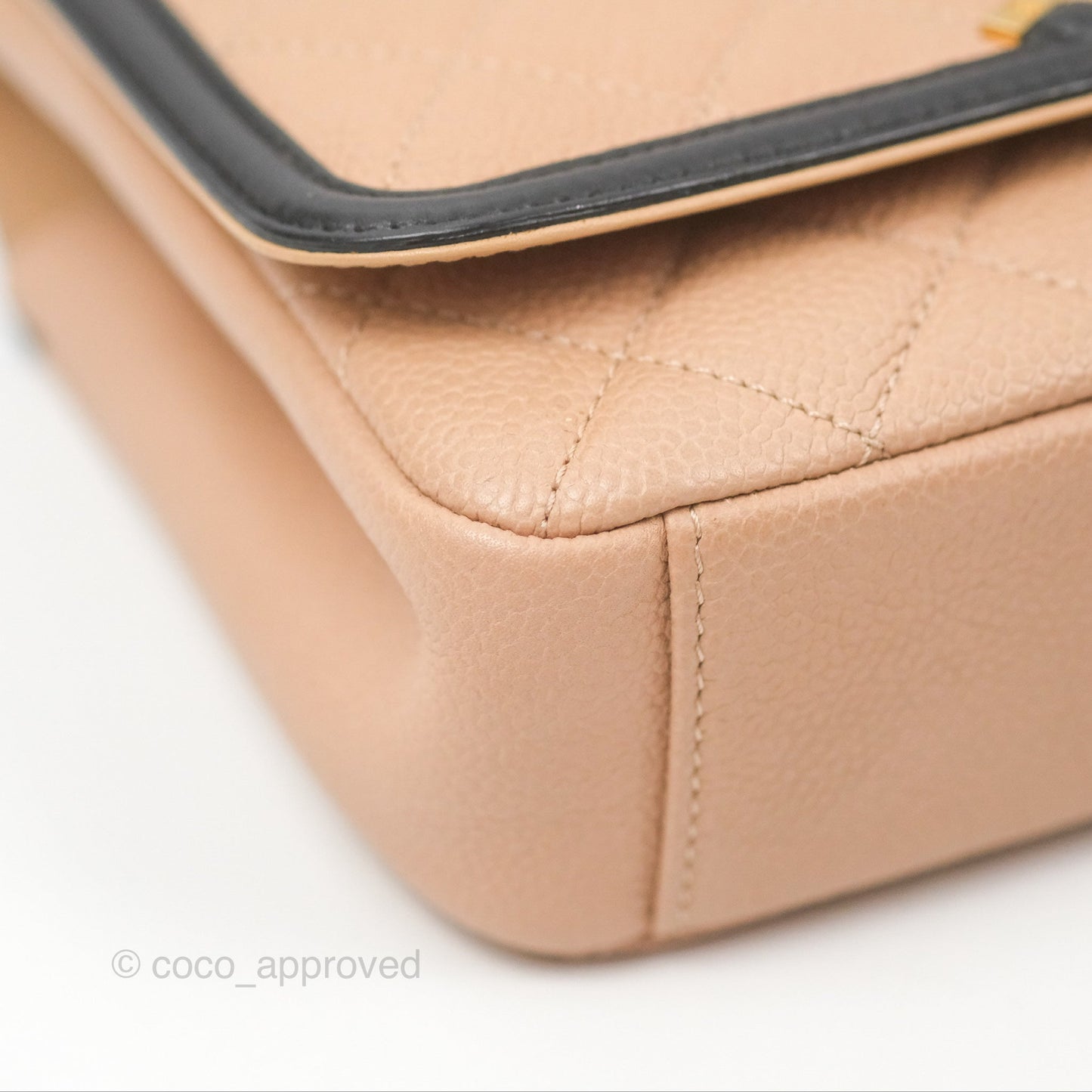 Chanel Quilted Small CC Filigree Flap Beige Black Caviar