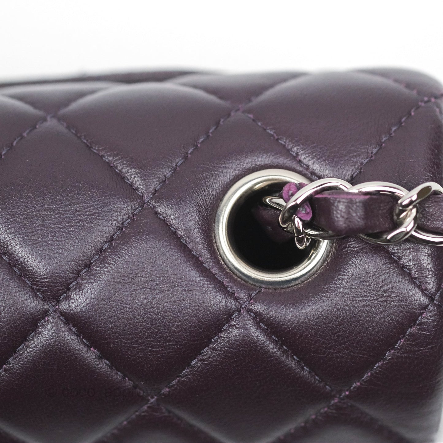 Chanel Mini Rectangular Quilted Dark Purple Lambskin Silver Hardware