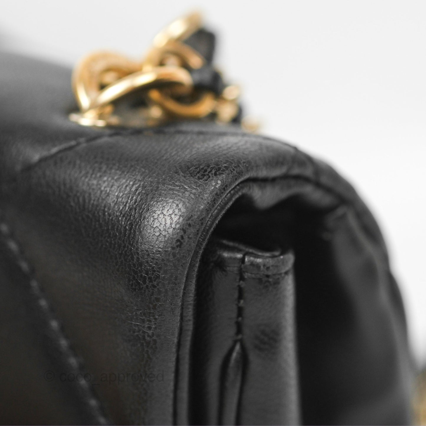Chanel Small Coco Lady Quilted Flap Bag With Top Handle Black Calfskin Gold Hardware