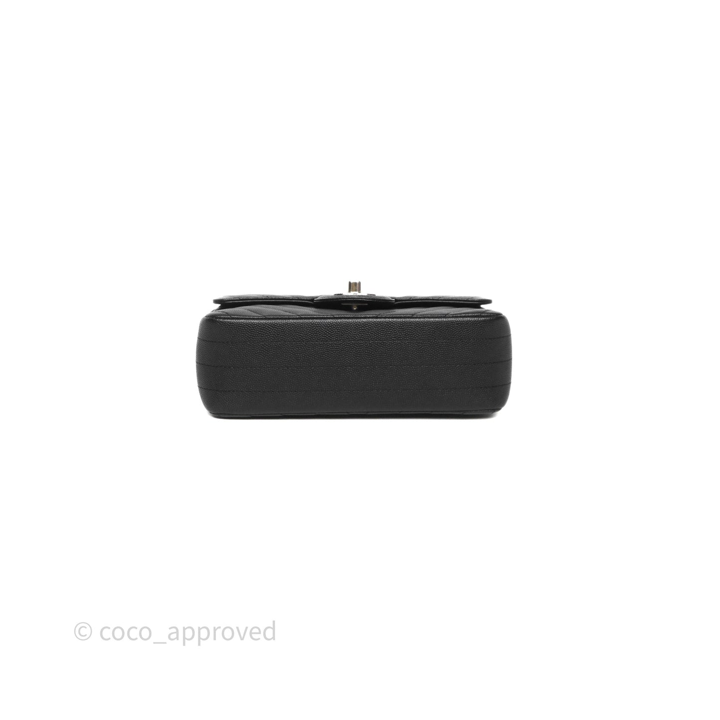Chanel Mini Rectangular Flap Chevron Black Caviar Silver Hardware