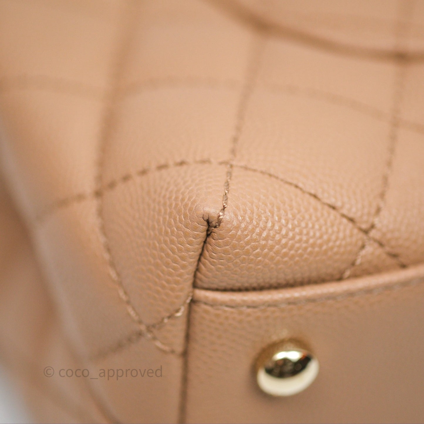 Chanel Small Coco Handle Quilted Dark Beige Caviar Gold Hardware