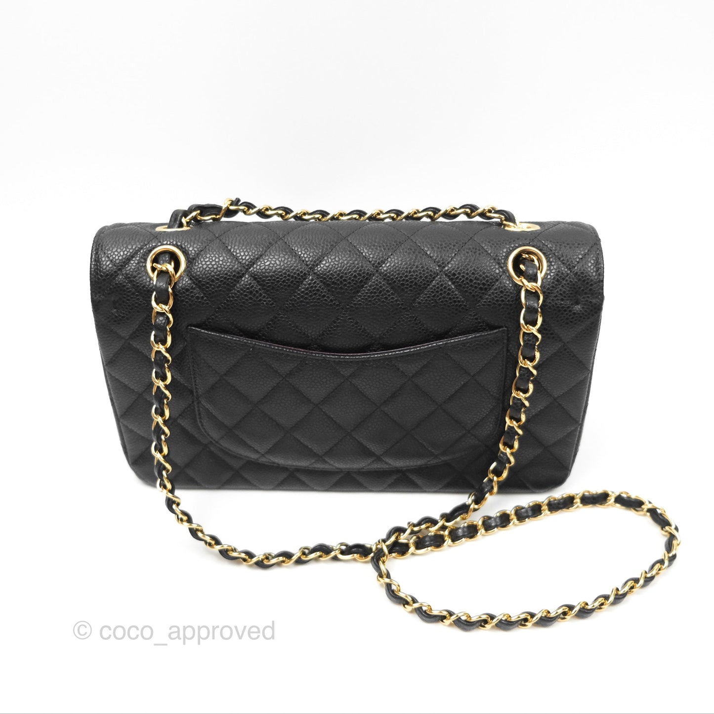 Chanel Classic M/L Medium Flap Quilted Black Caviar Gold Hardware