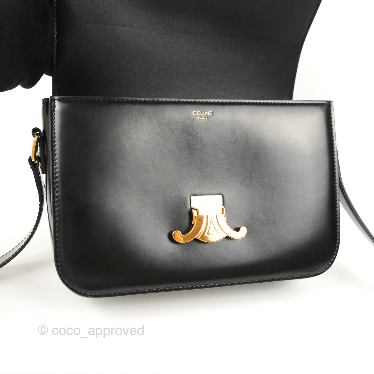 Celine Medium Triomphe Black Shiny Calfskin