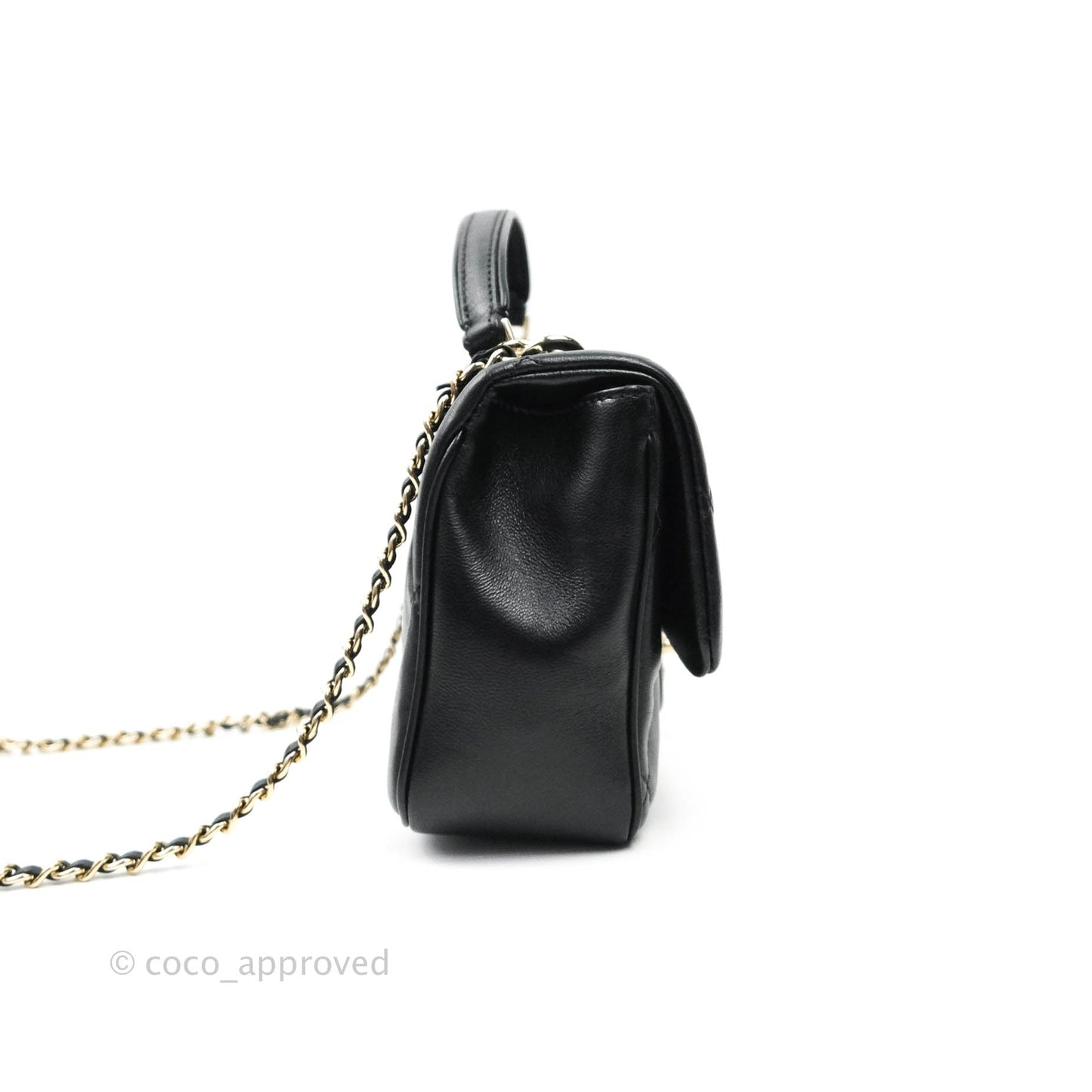 Chanel Easy Cherry Flap Bag With Handle Black Lambskin Gold Hardware 19K