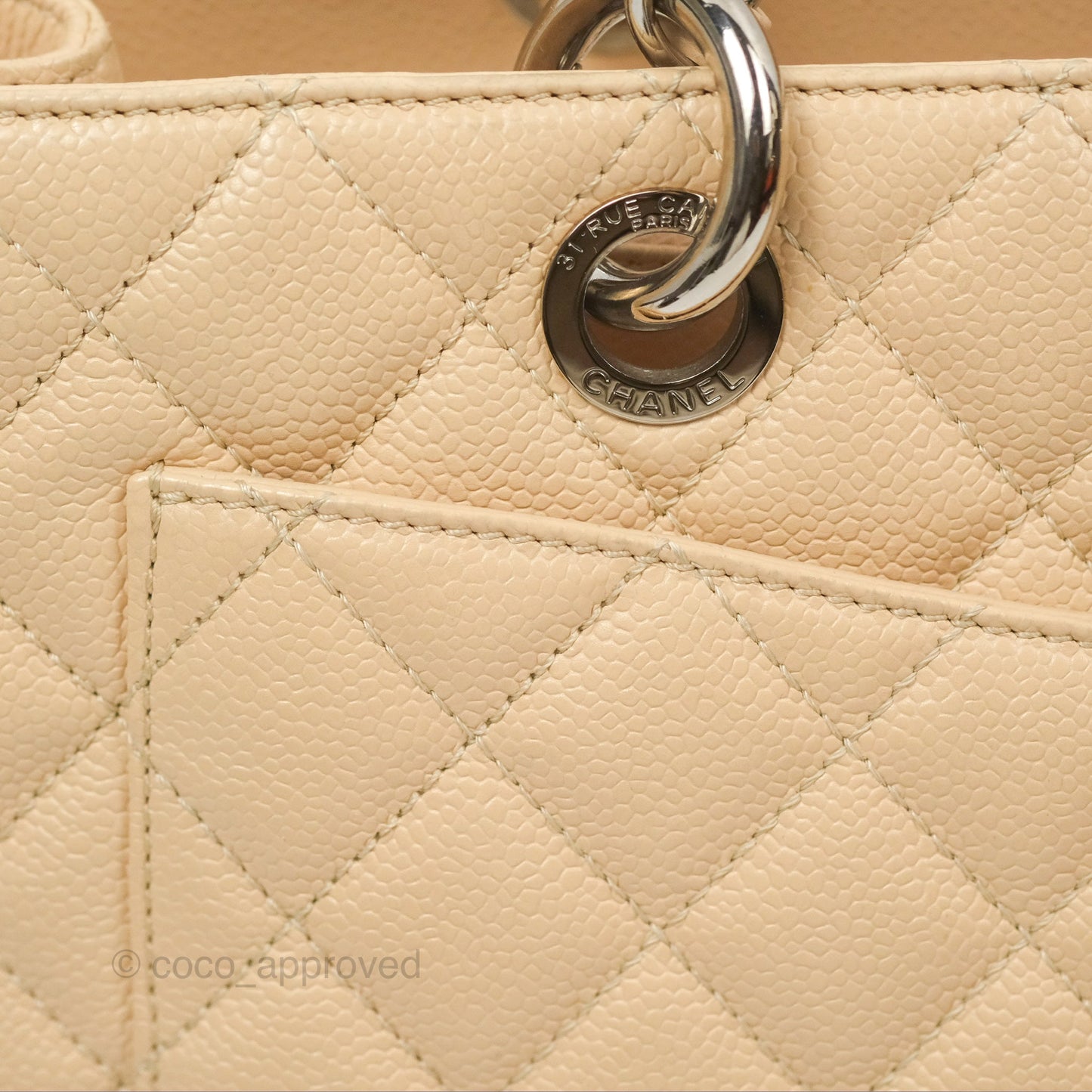 Chanel GST Beige Caviar Silver Hardware