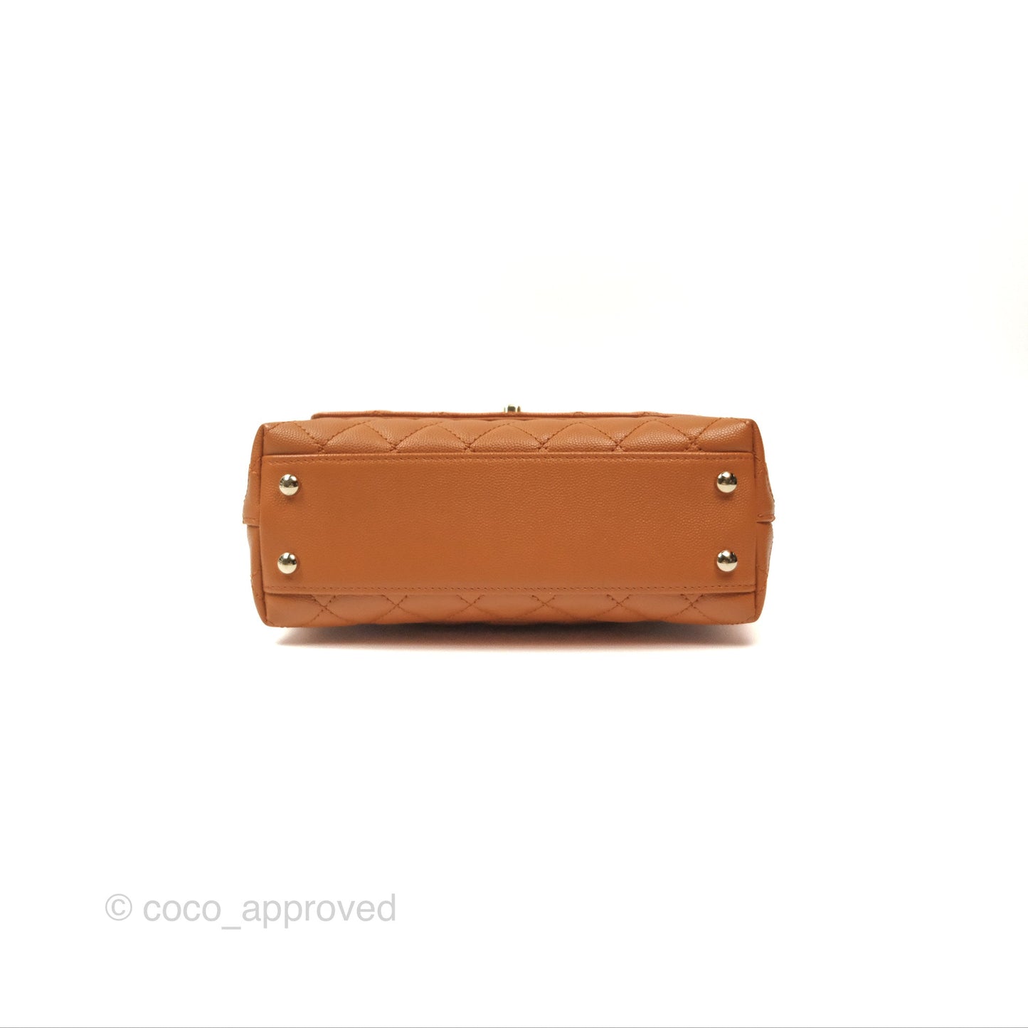 Chanel Small Coco Handle Quilted Caramel Caviar Gold Hardware 21A