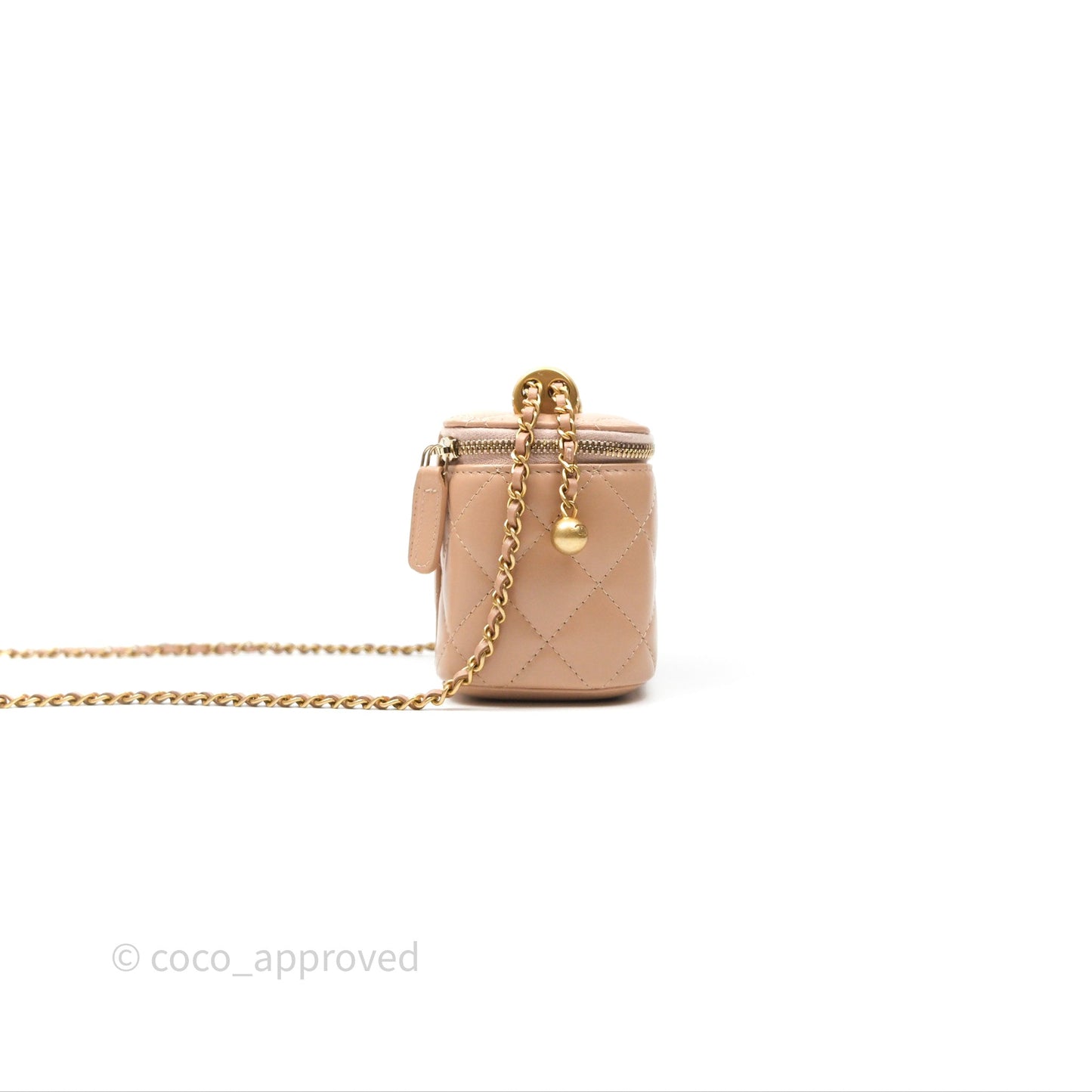 Chanel Quilted Mini Perfect Fit Vanity With Chain Beige Calfskin Aged Gold Hardware