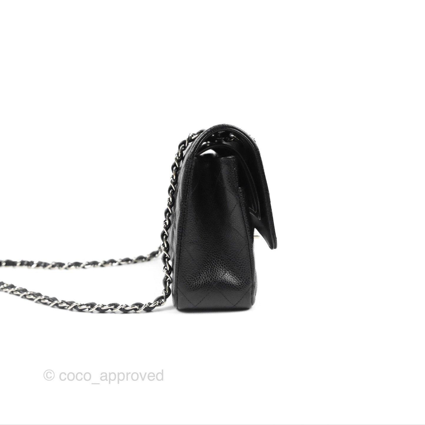Chanel Classic M/L Medium Flap Quilted Black Caviar Silver Hardware