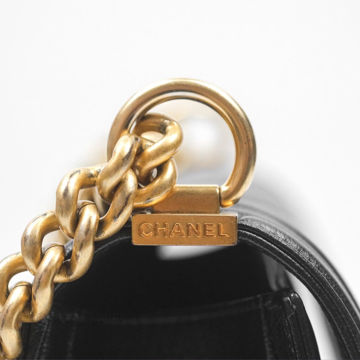 Chanel Medium Boy Chevron Black Caviar Aged Gold Hardware