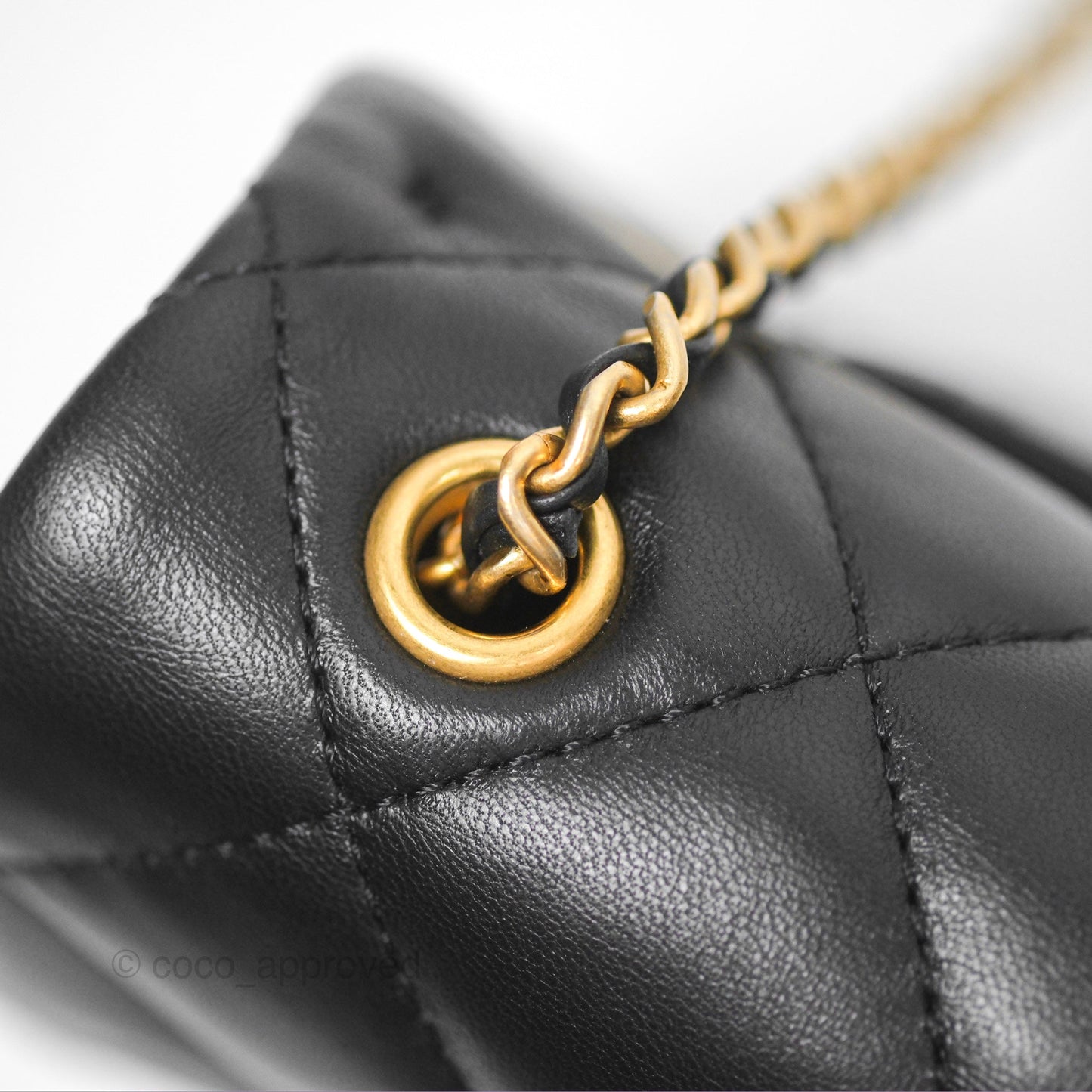 Chanel Mini Flap Bag With Heart CC Charm Black Lambskin Aged Gold Hardware