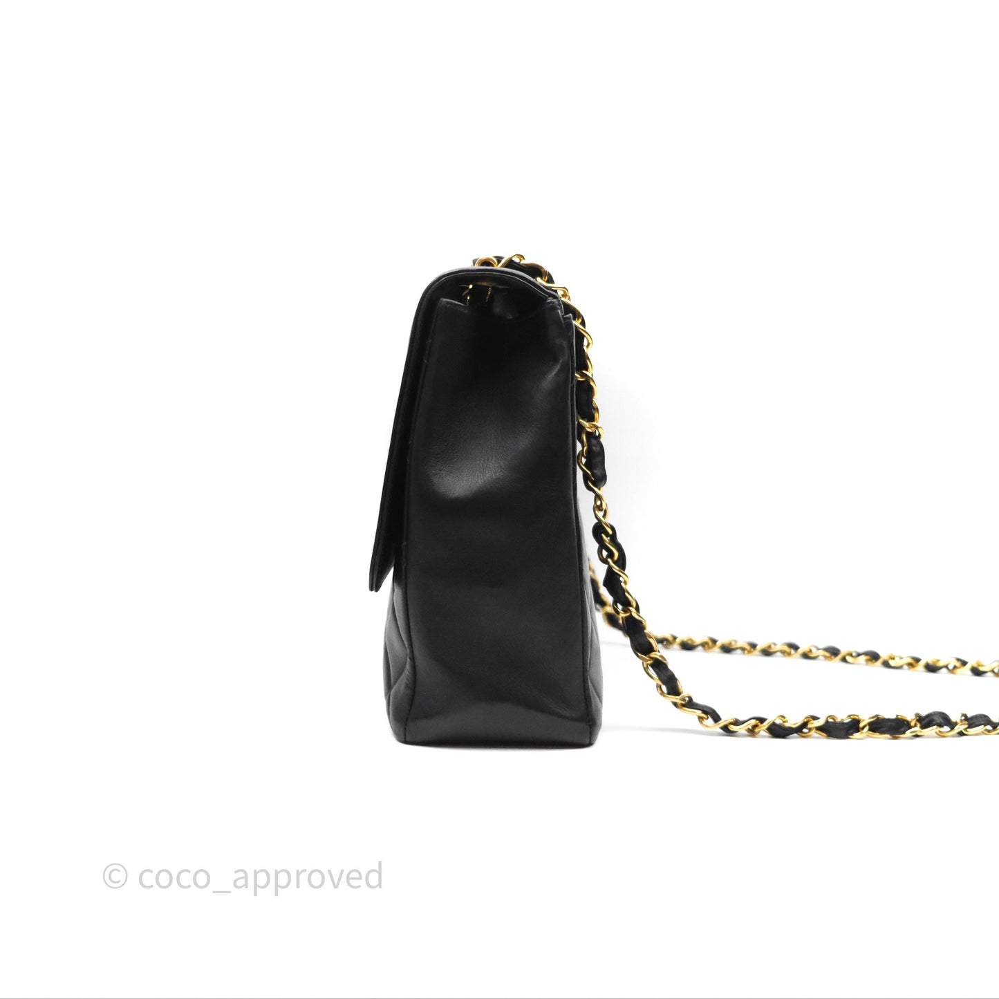 Chanel Vintage Maxi Quilted CC Flap Bag Black Lambskin Gold Hardware