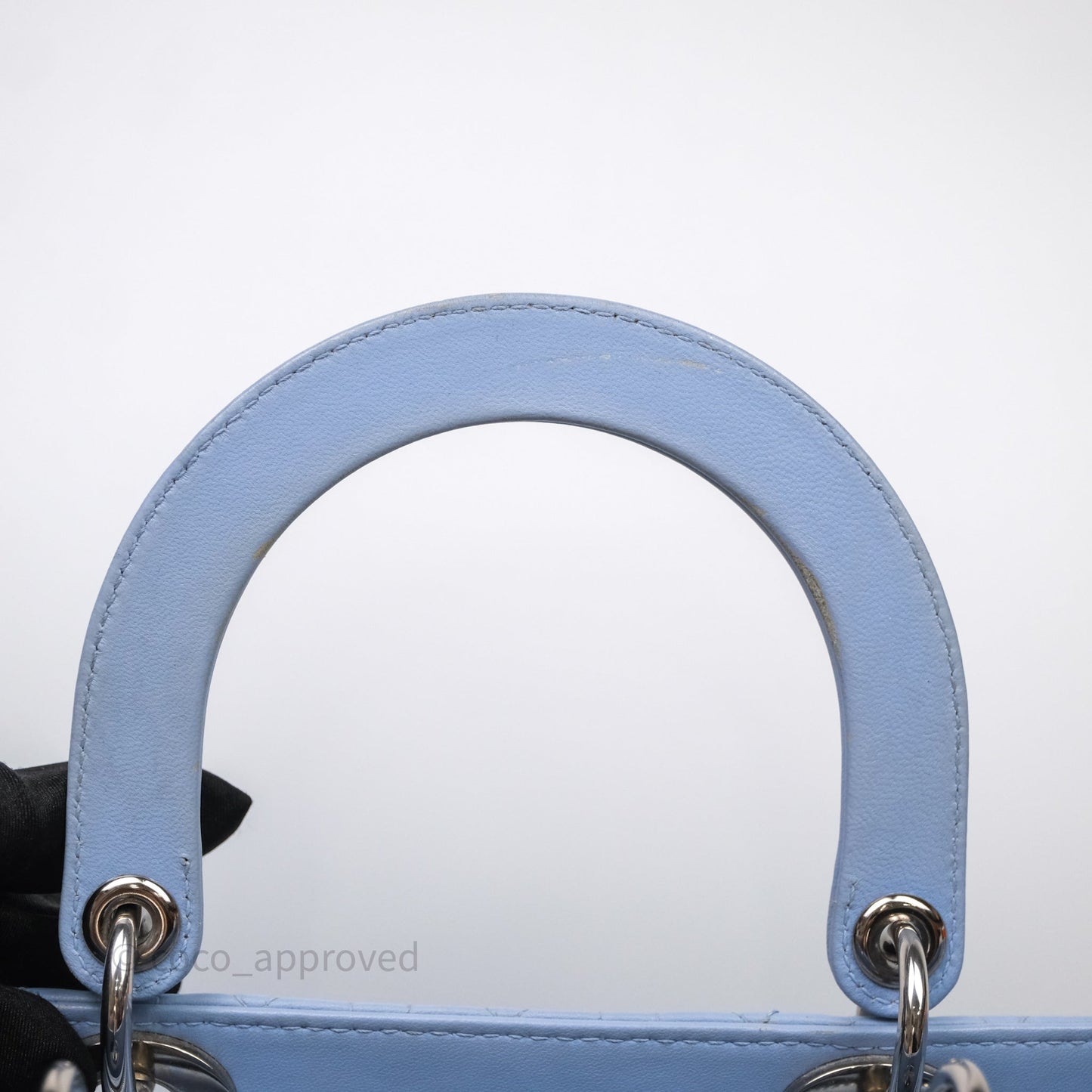 Christian Dior Large Lady Dior Cannage Blue Lambskin Silver Hardware