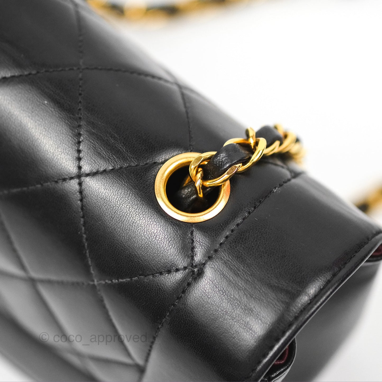 Chanel Vintage Small Quilted Classic Diana Flap Bag Black Lambskin 24K Gold Hardware