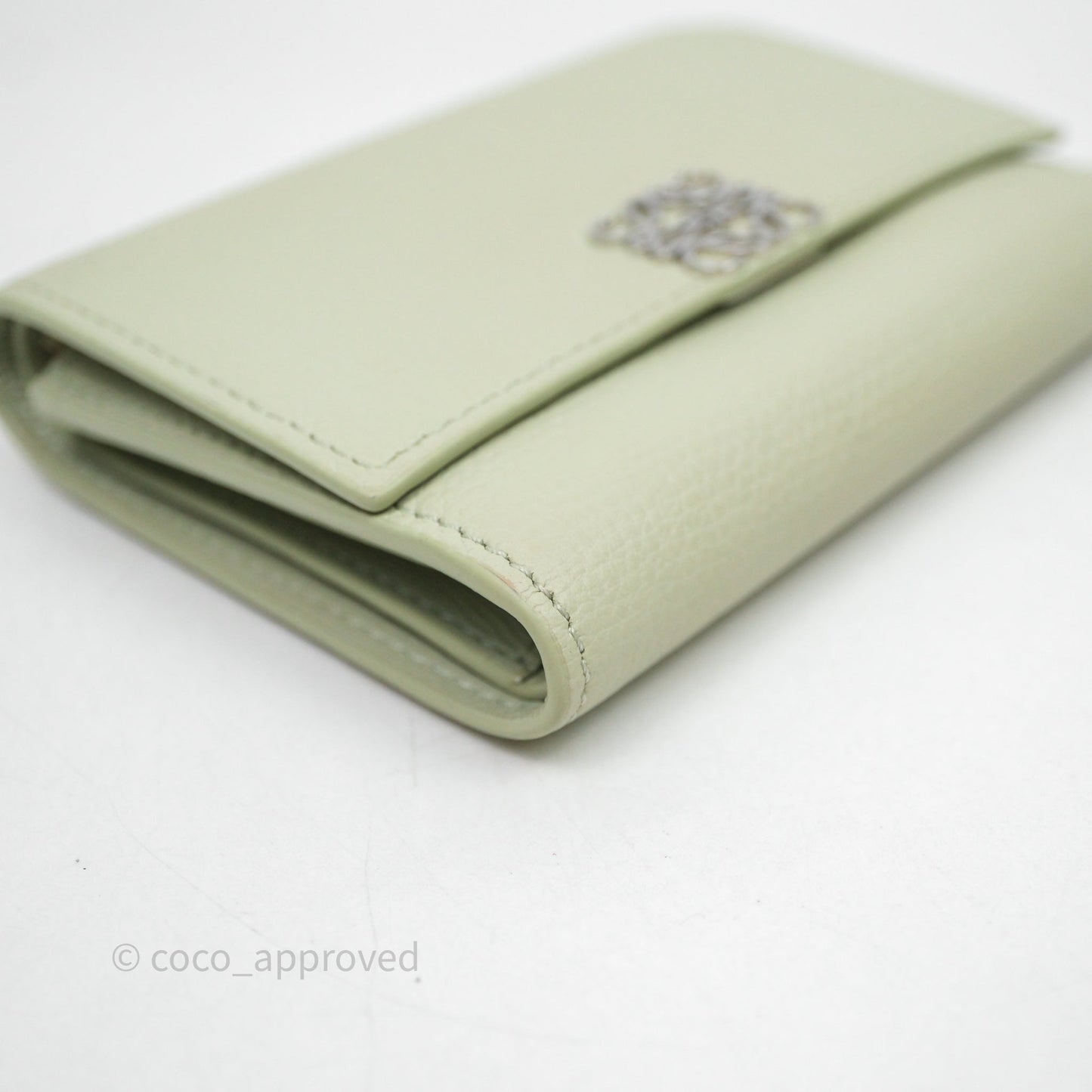 Loewe Anagram Small Vertical Wallet Green Silver Hardware