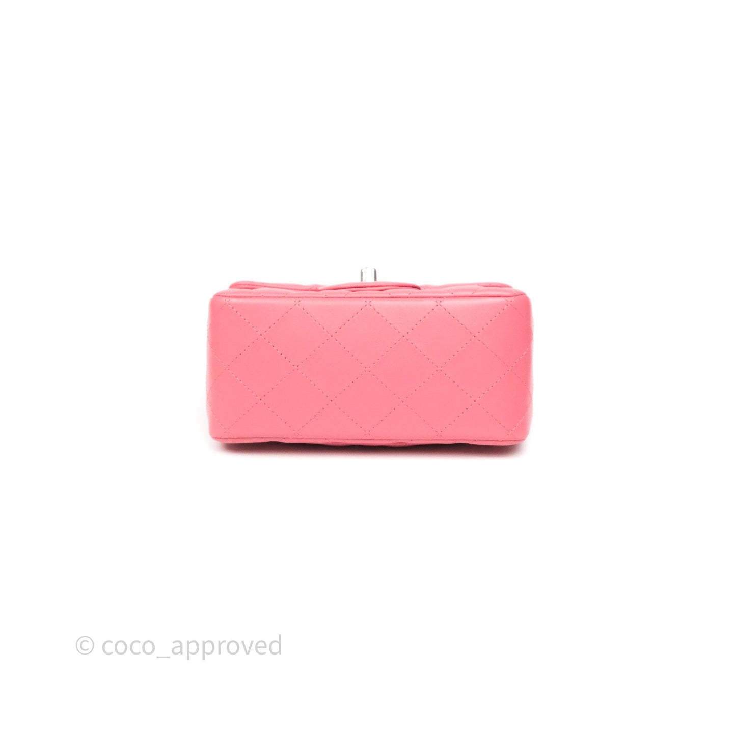 Chanel Mini Square Flap Quilted Pink Lambskin Silver Hardware